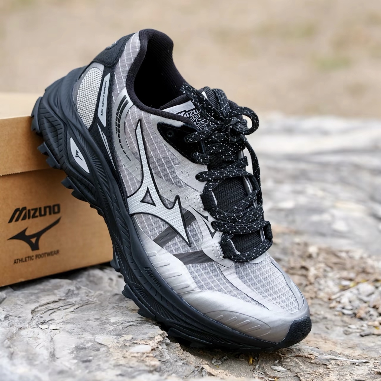 MIZUNO RACER ADV 黑銀 科技感 戶外防滑 跑步鞋 男女同款 美津濃 D1GH241207