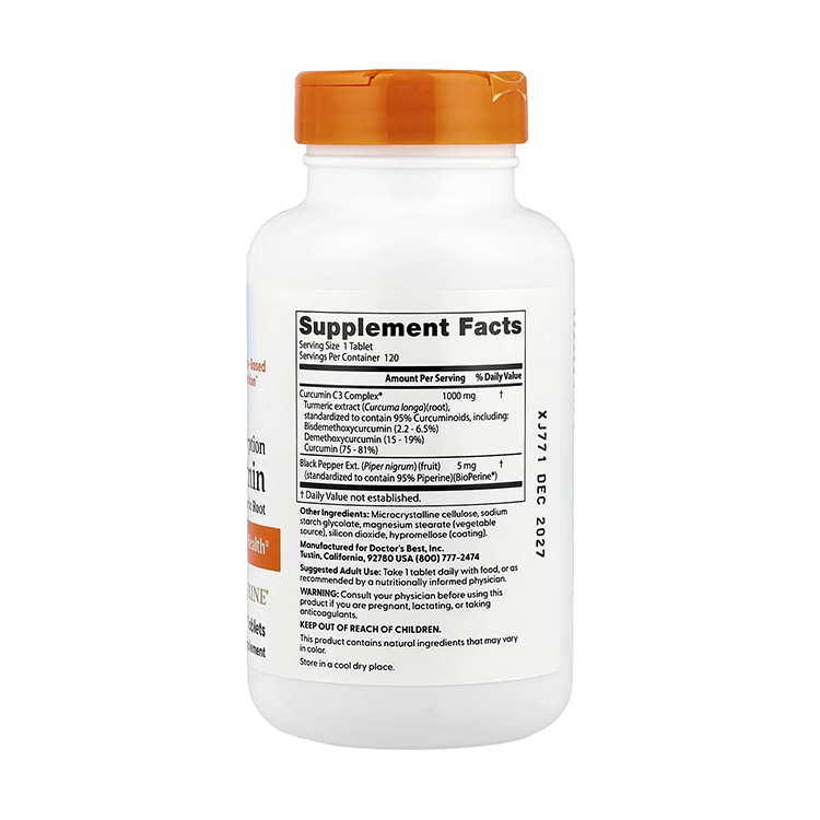 Doctor's Best, High Absorption Curcumin, 1,000 mg, 120 Tablets