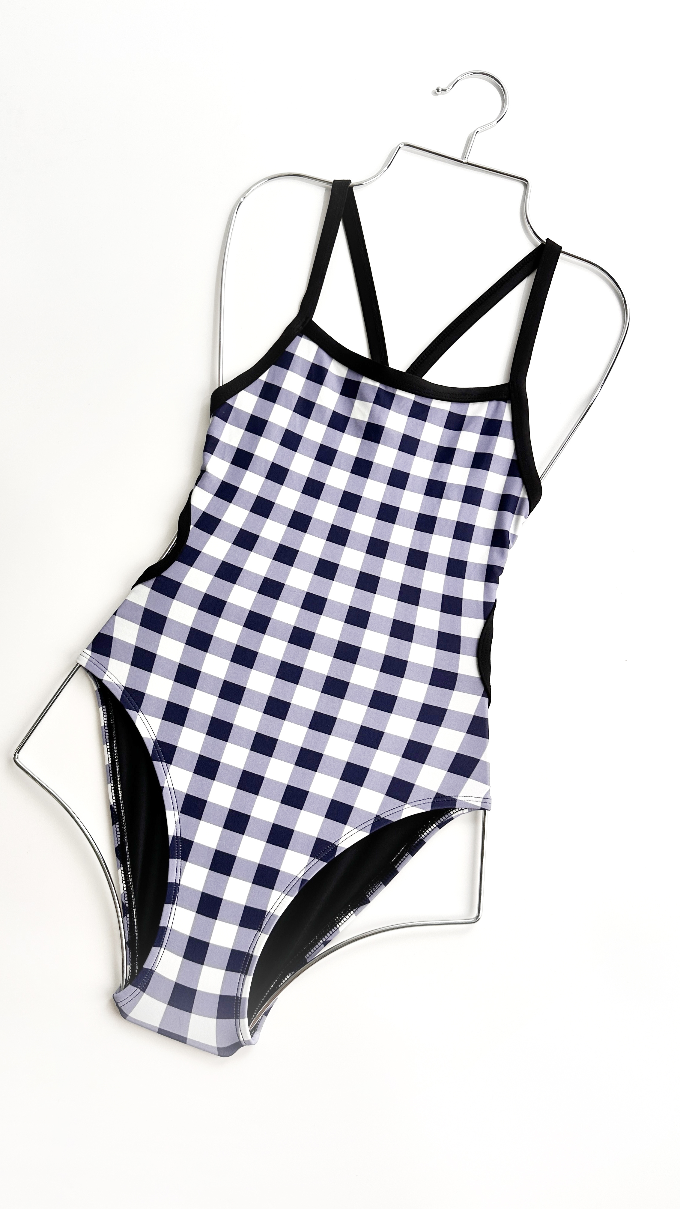 【黑格子x素黑邊】ARE 泳著｜無墊練習泳裝