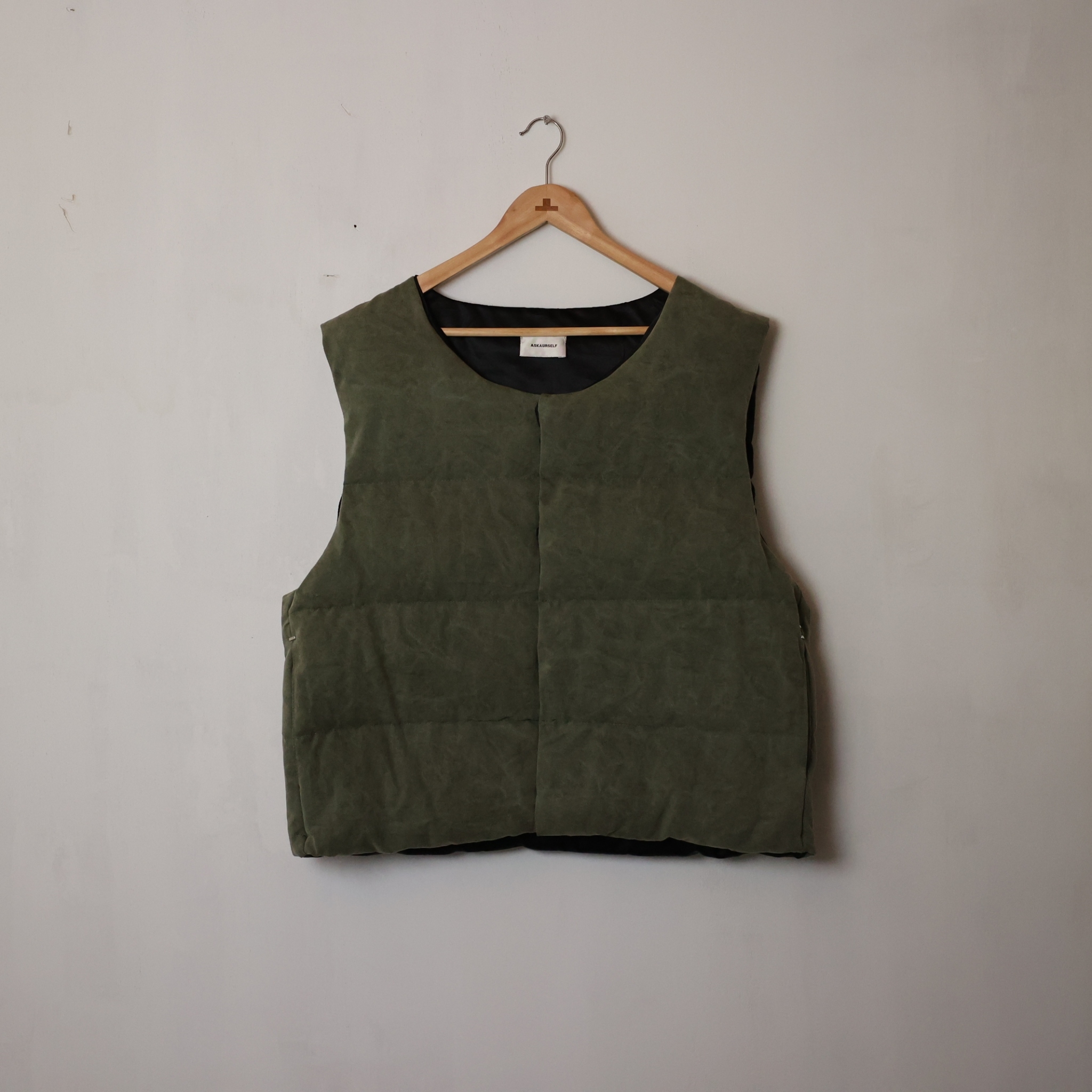 ASKYURSELF MILITARY CANVAS PUFFER VEST SIZE M