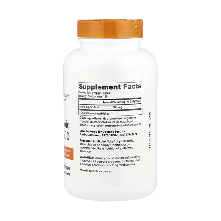 Doctor's Best, Alpha-Lipoic Acid, 600 mg, 180 Veggie Caps