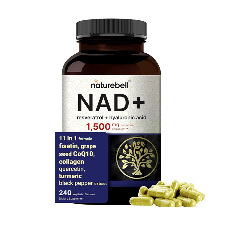 美國Naturebell NAD＋,漆黃素,薑黃素,白藜蘆醇,葡萄籽,輔酶Q10,洋蔥素,透明質酸,水解膠原蛋白,山桑子,黑胡椒(11合1複合配方),240粒膠囊