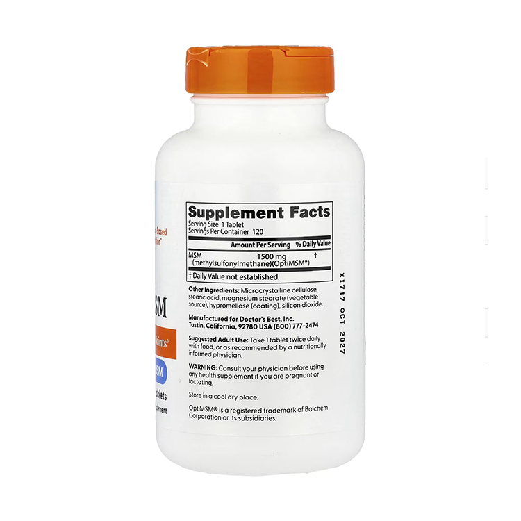 Doctor's Best, MSM with OptiMSM, 1,500 mg, 120 Tablets