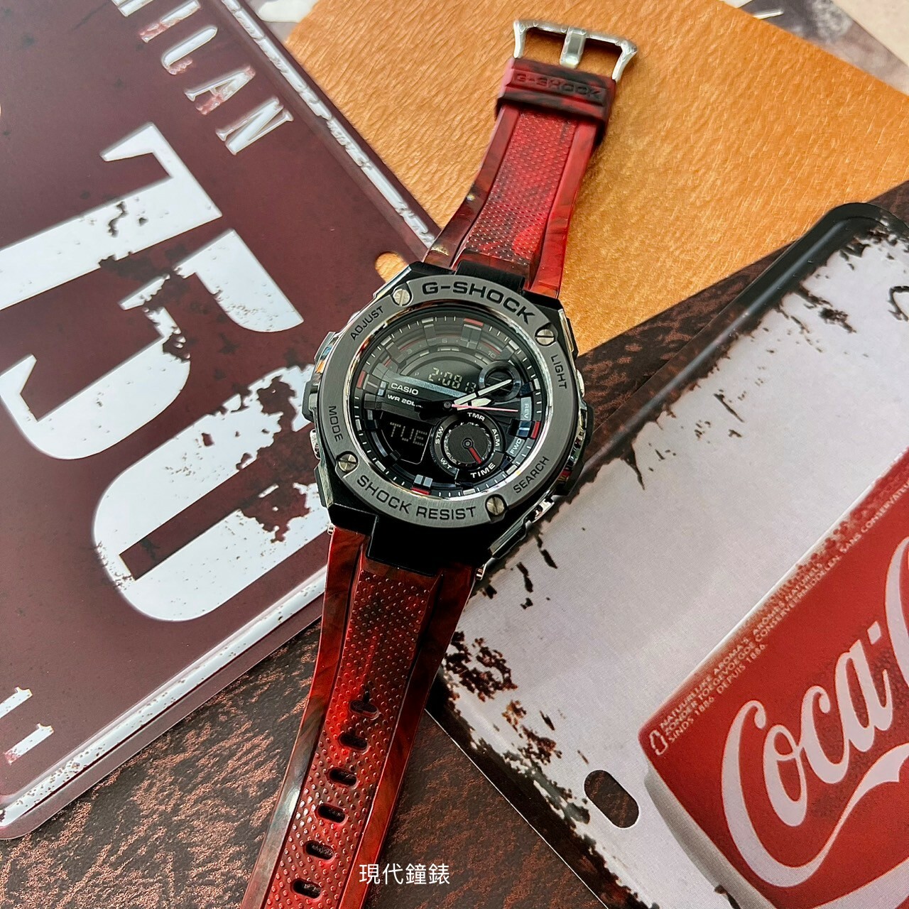 【G-SHOCK】 絕對強悍黑紅分層防護構造運動錶 GST-210M-4A 52.4mm 現代鐘錶