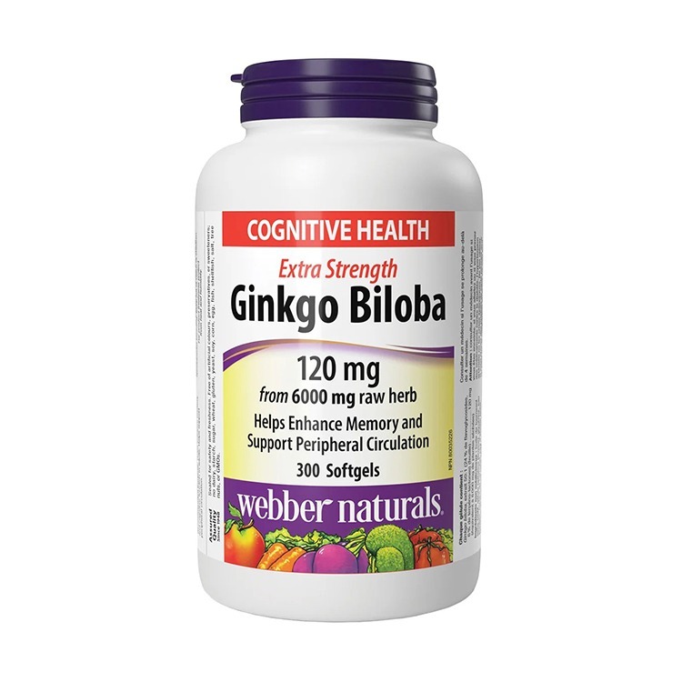 Webber Naturals Ginkgo Biloba 120 mg ,300 Softgels