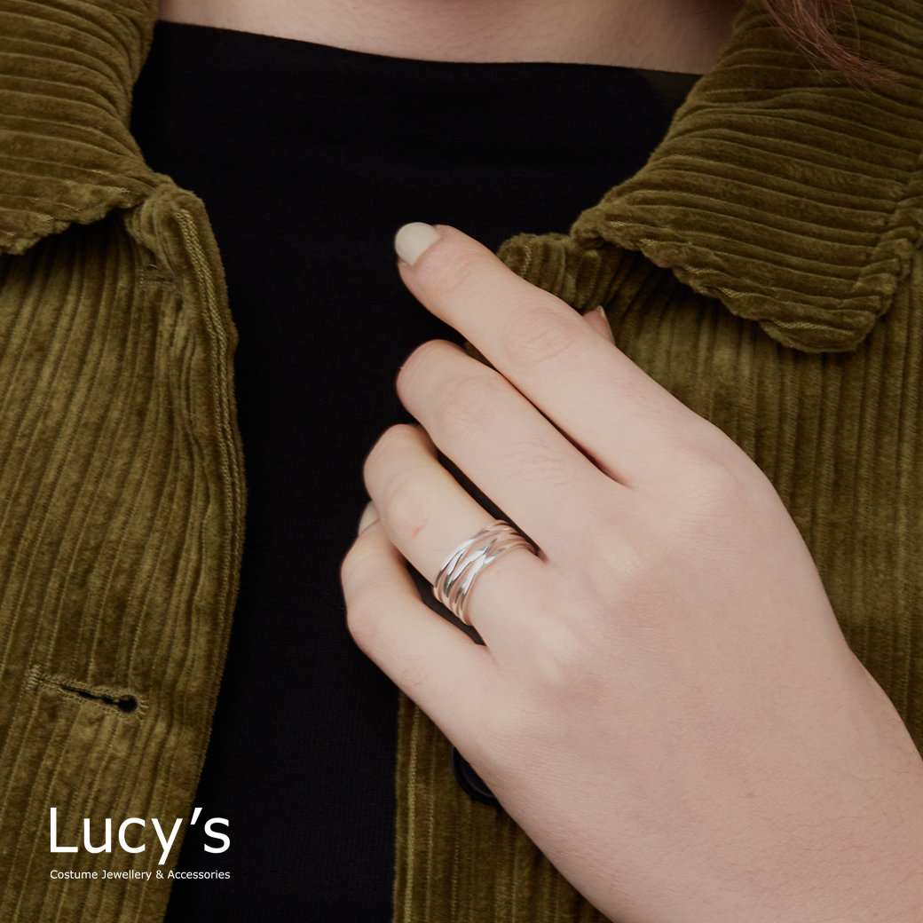 925純銀 線條交錯 開口戒 (121730)