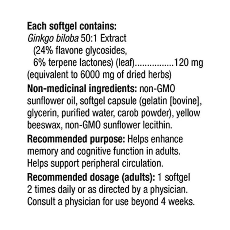 Webber Naturals Ginkgo Biloba 120 mg ,300 Softgels