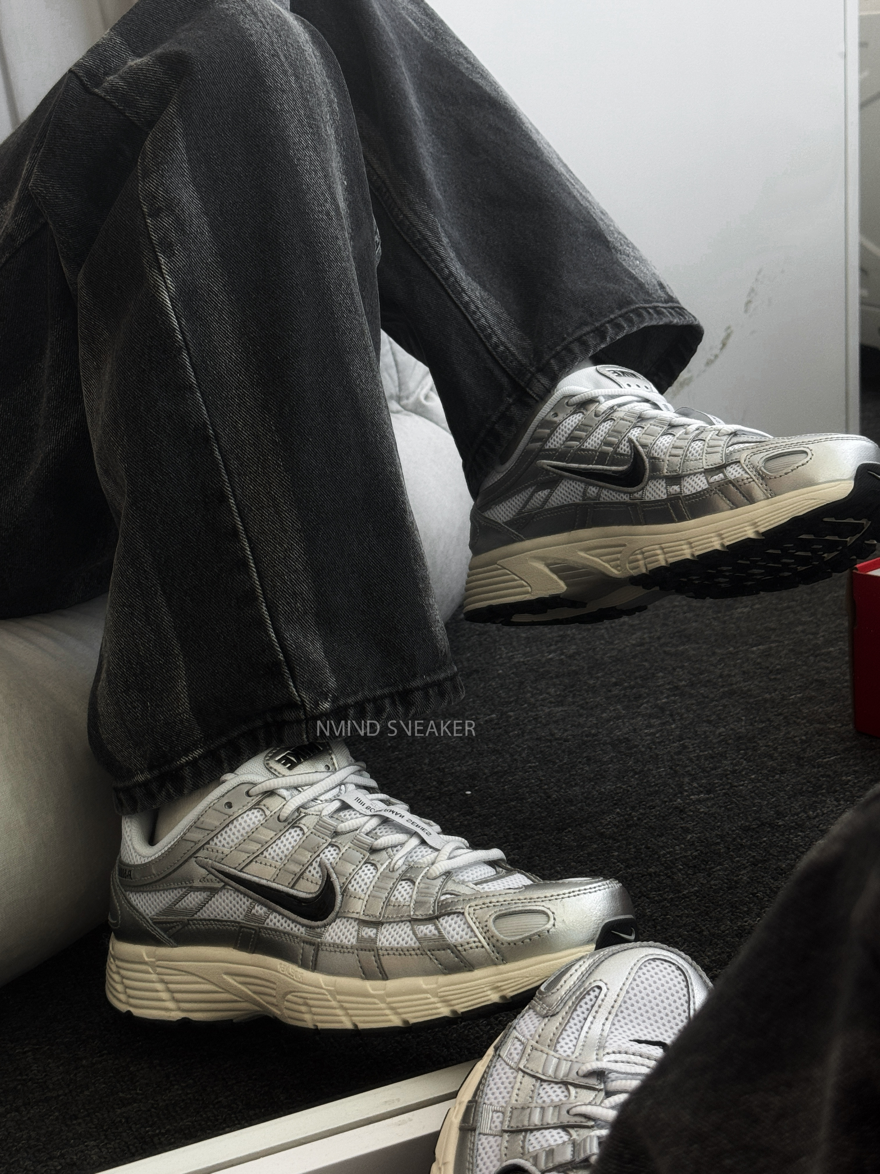 <快速出貨> Nike P-6000 White Metallic Silver 白銀黑勾