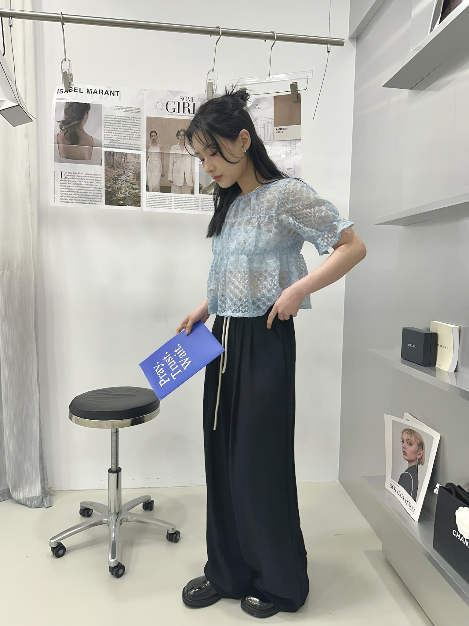 法式浪漫蕾絲雙綁帶上衣