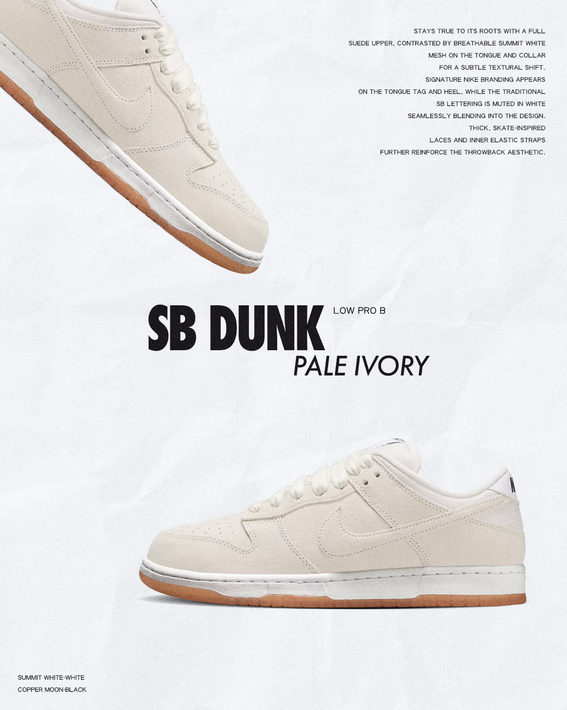 iSNEAKERS｜Nike SB Dunk Low Pro B "Pale Ivory" 麂皮米白 HJ0367-100