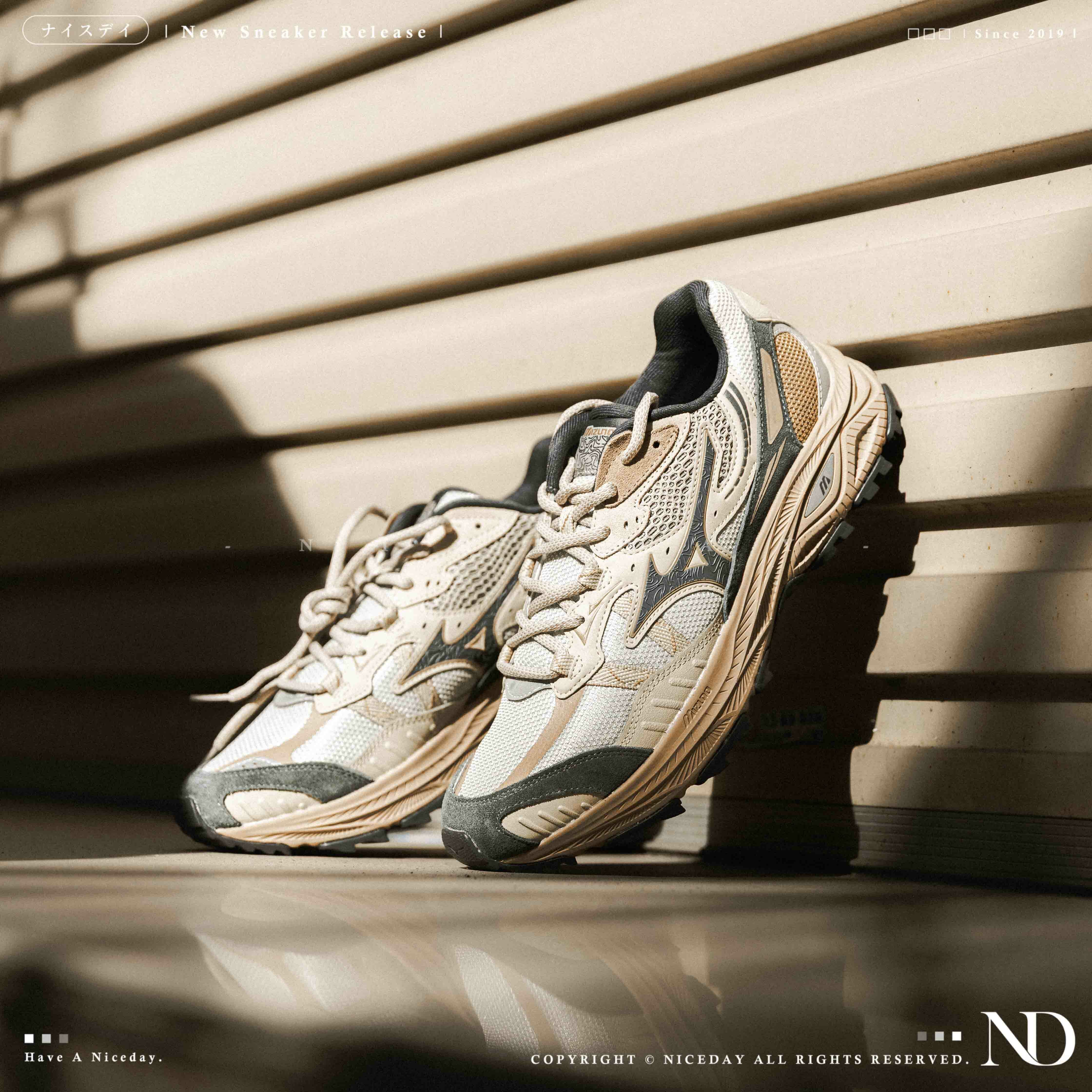 NICEDAY 代購 Mizuno Racer Adventure 奶油藍 卡其色 藍 奶茶 工裝 機能鞋 登山鞋 D1GH241203