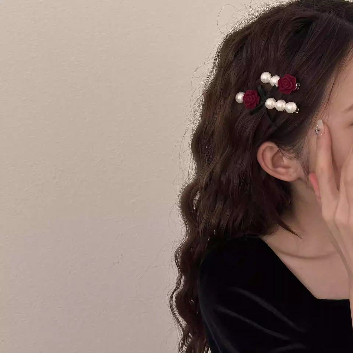 [4 FOR RM10] Vintage Rose Bow Pearl Hair Clip