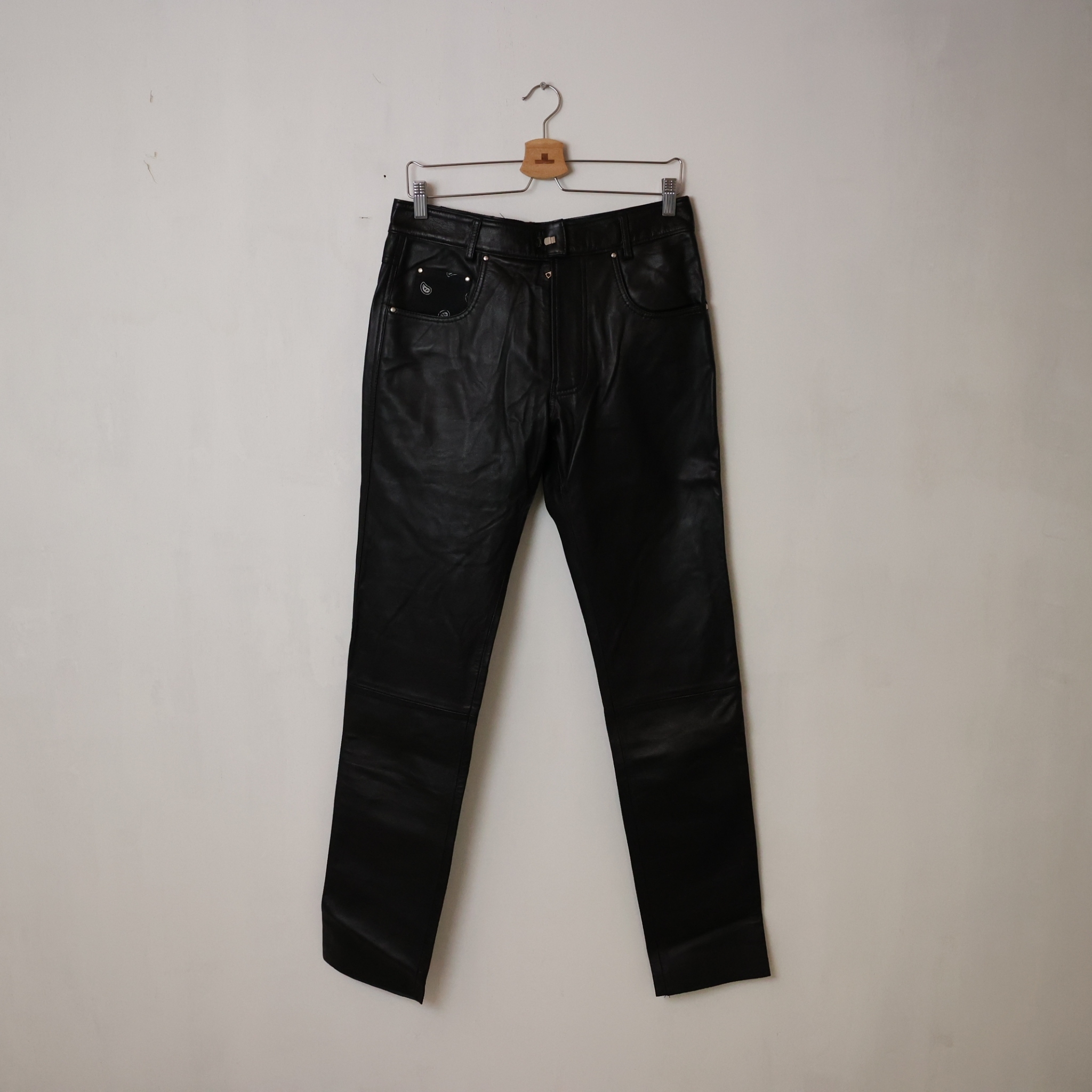 ASKYURSELF BANDANA POCKET NAPPA LEATHER PANTS SIZE W32