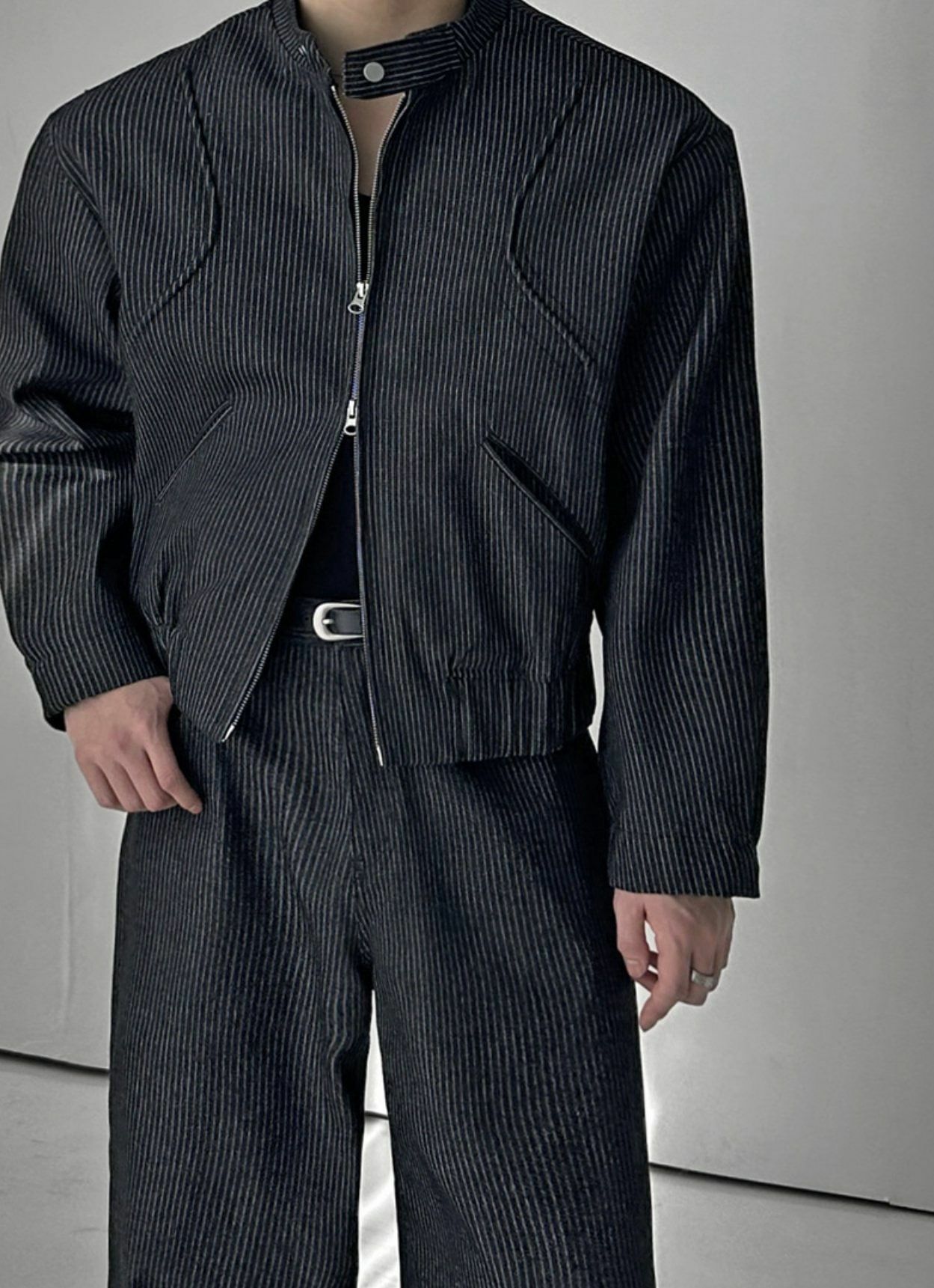 企領直紋拉鍊外套 TAC-0149JK