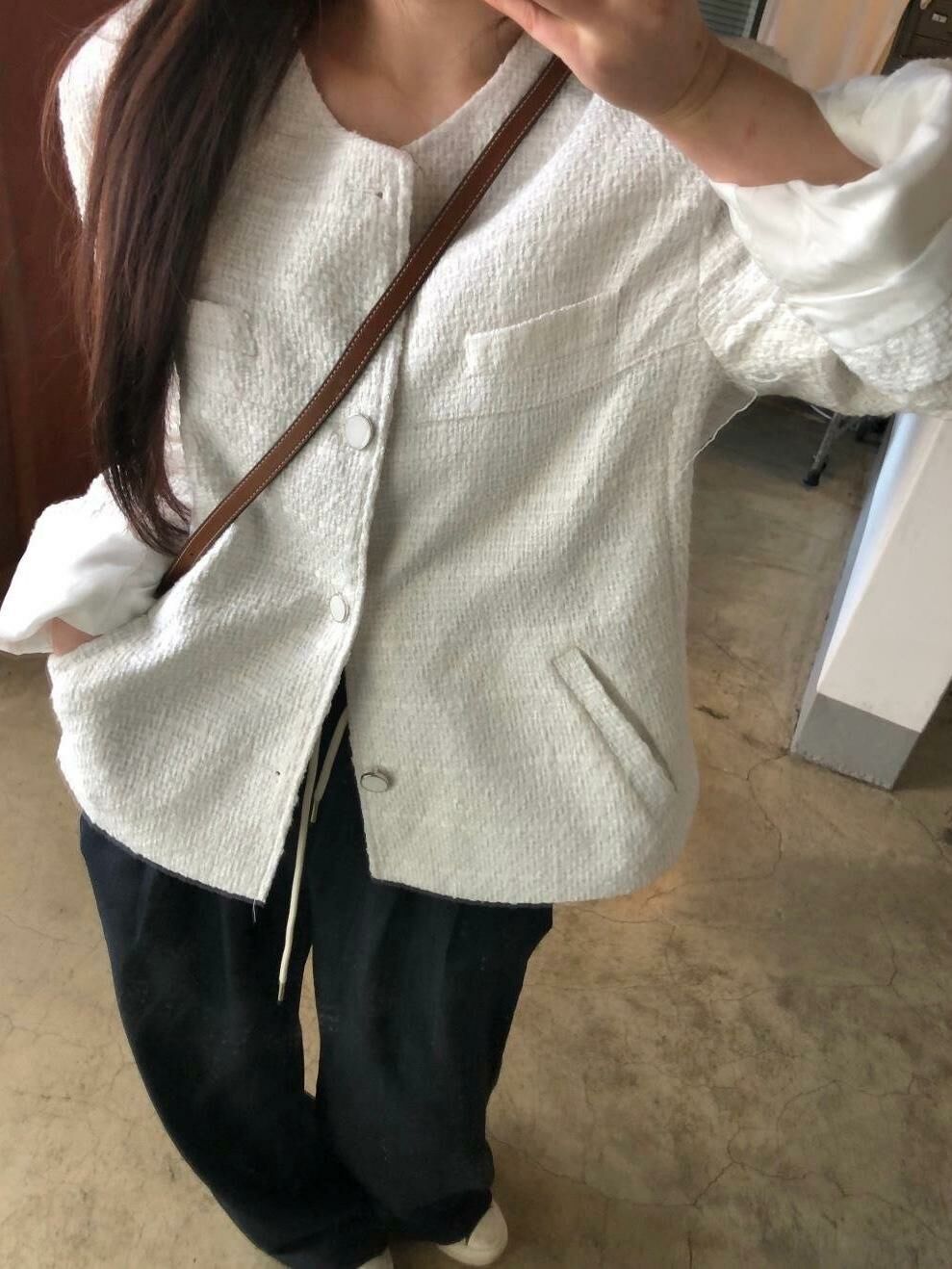 圓領暗紋開胸外套 TAC-0151JK