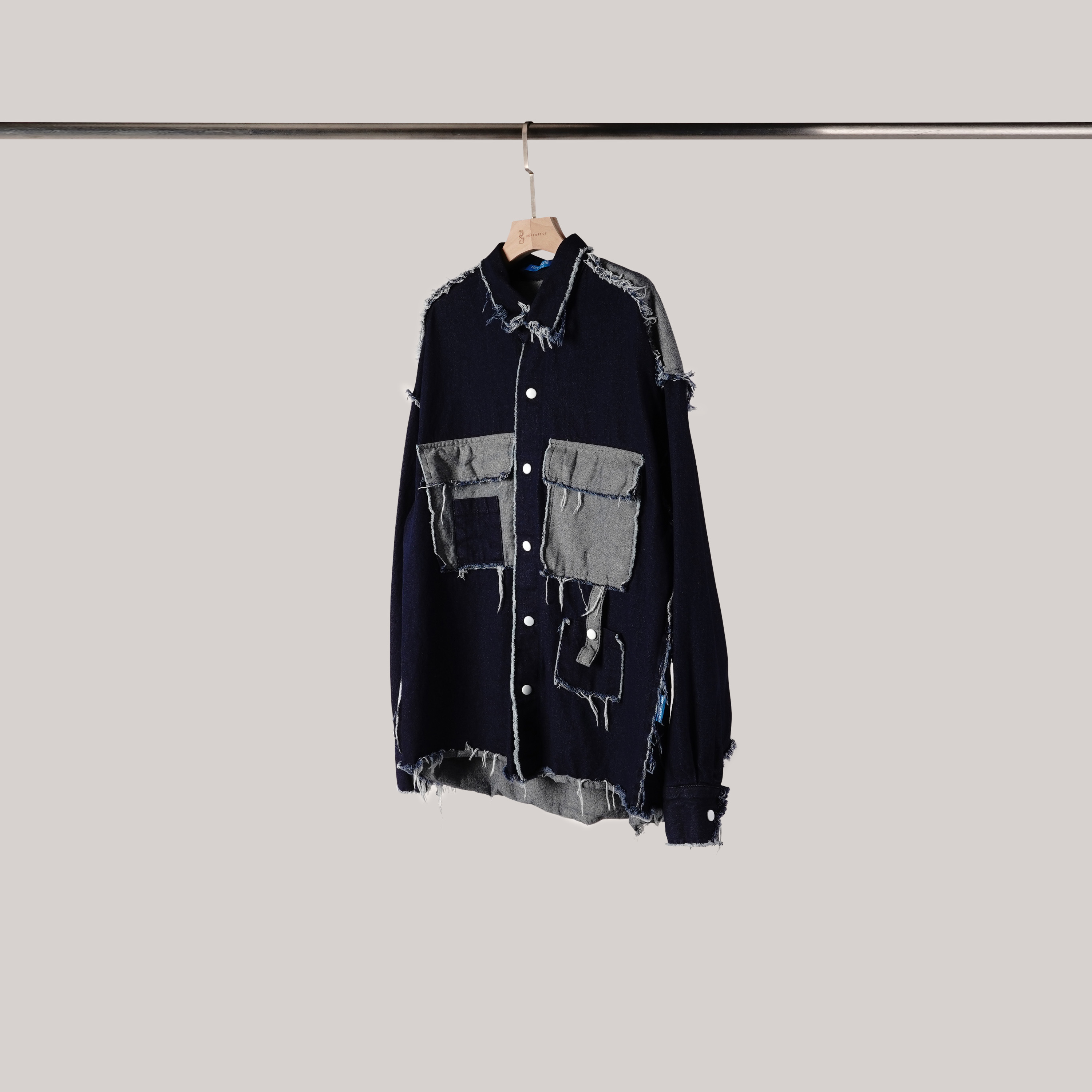 破壞感拼接口袋襯衫 | 2色