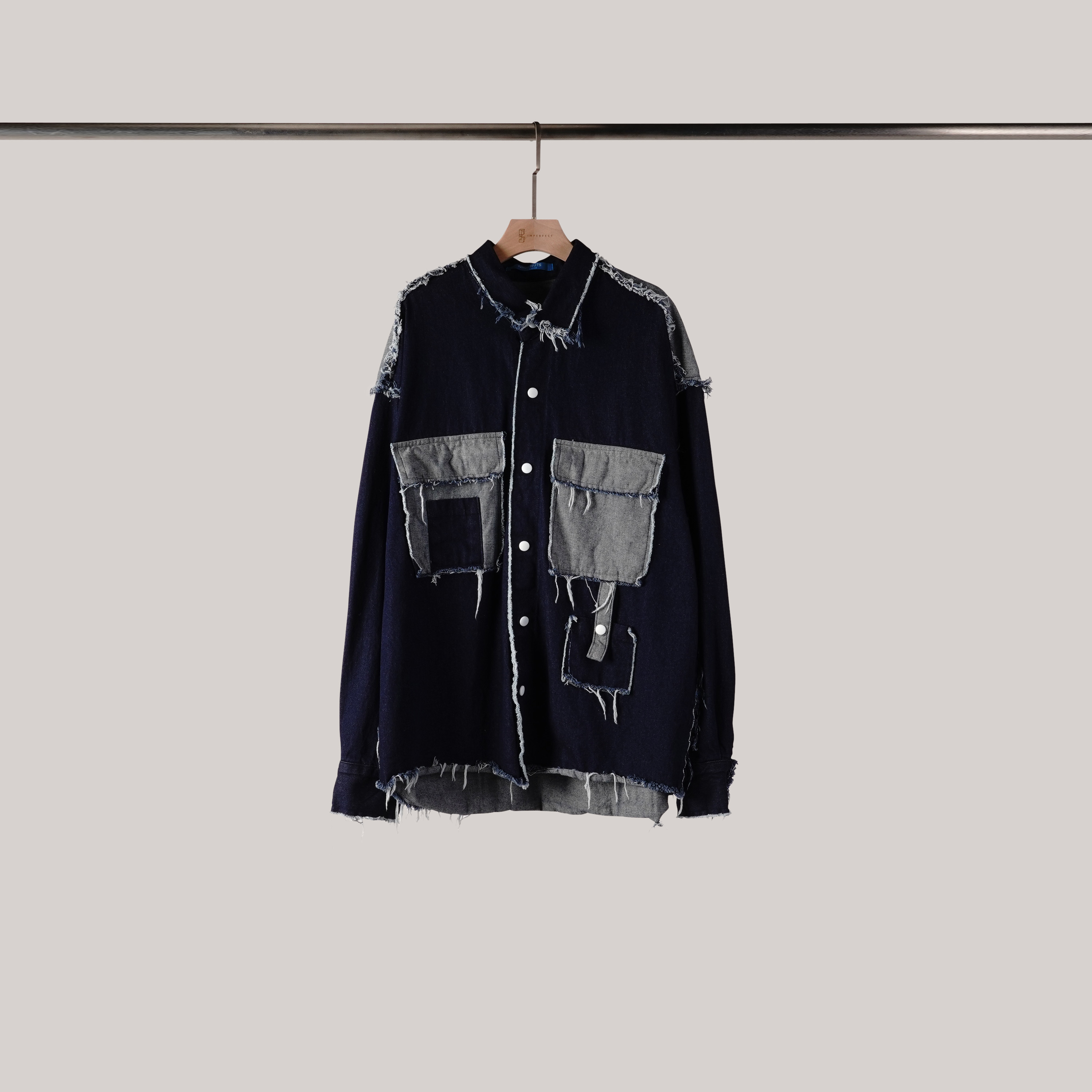 破壞感拼接口袋襯衫 | 2色