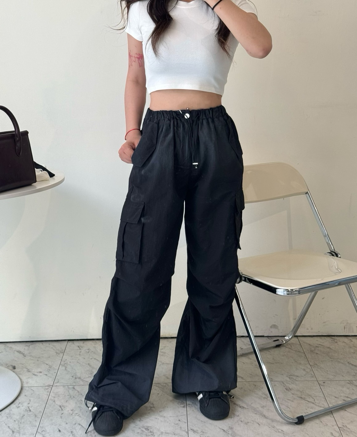 獨特暈染髒髒風工裝褲-8603