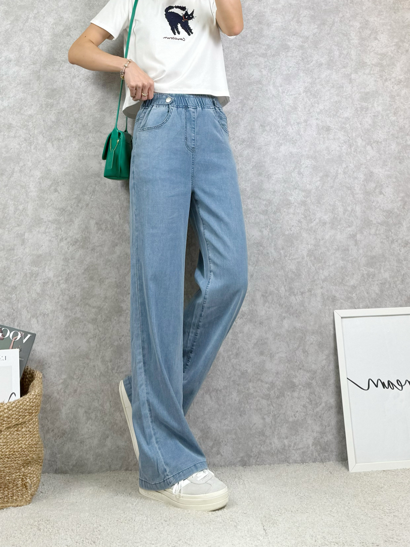 輕鬆穿出自信美腿線條之藍色天絲棉寬褲 ⚡️熱銷 搶手貨⚡️