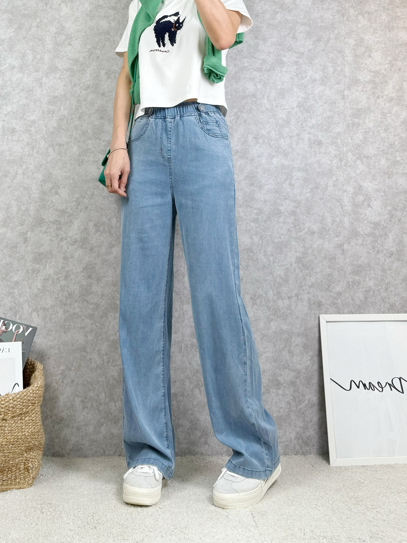 輕鬆穿出自信美腿線條之藍色天絲棉寬褲 ⚡️熱銷 搶手貨⚡️