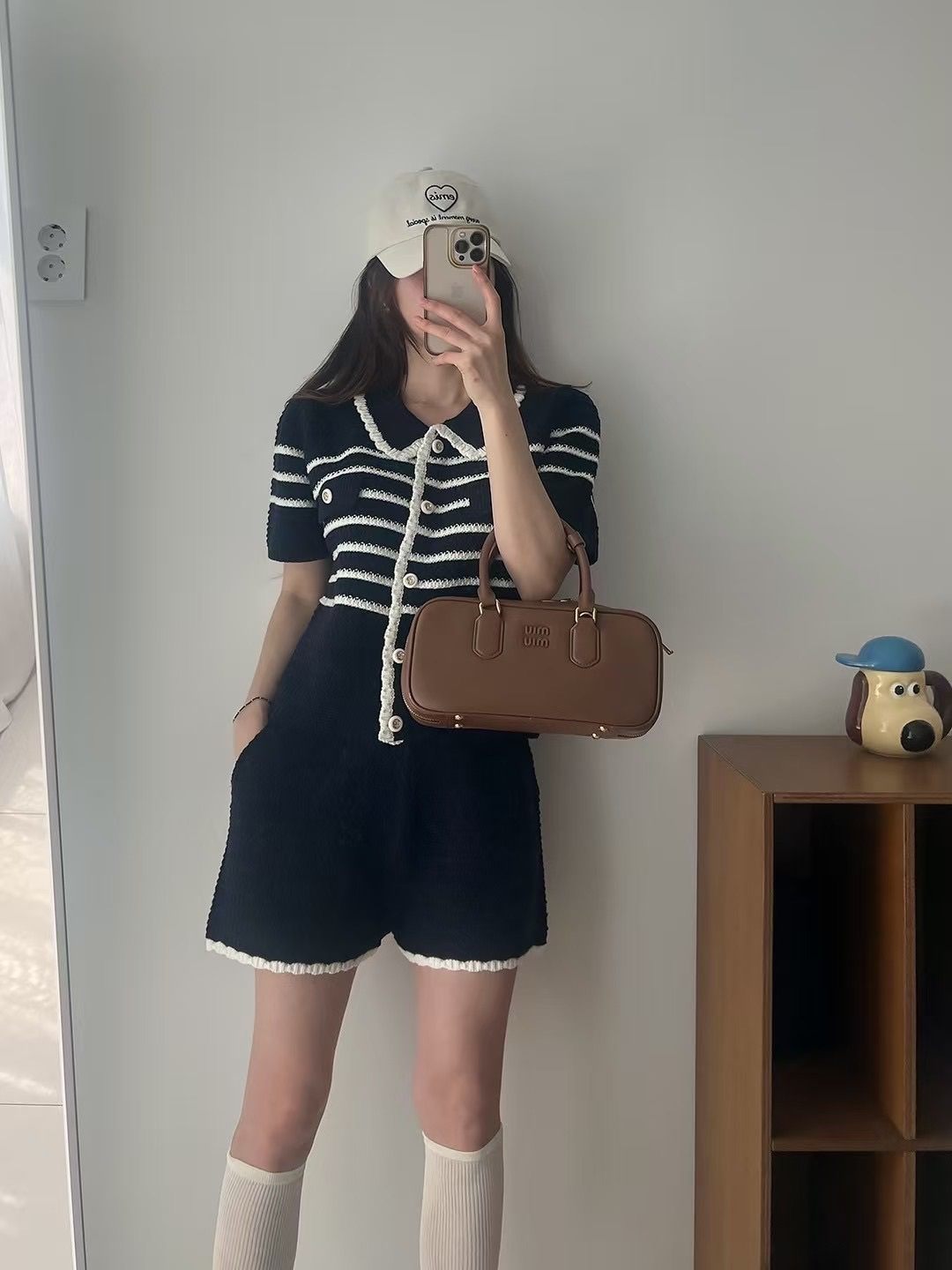 Vintage collar exquisite knit/set