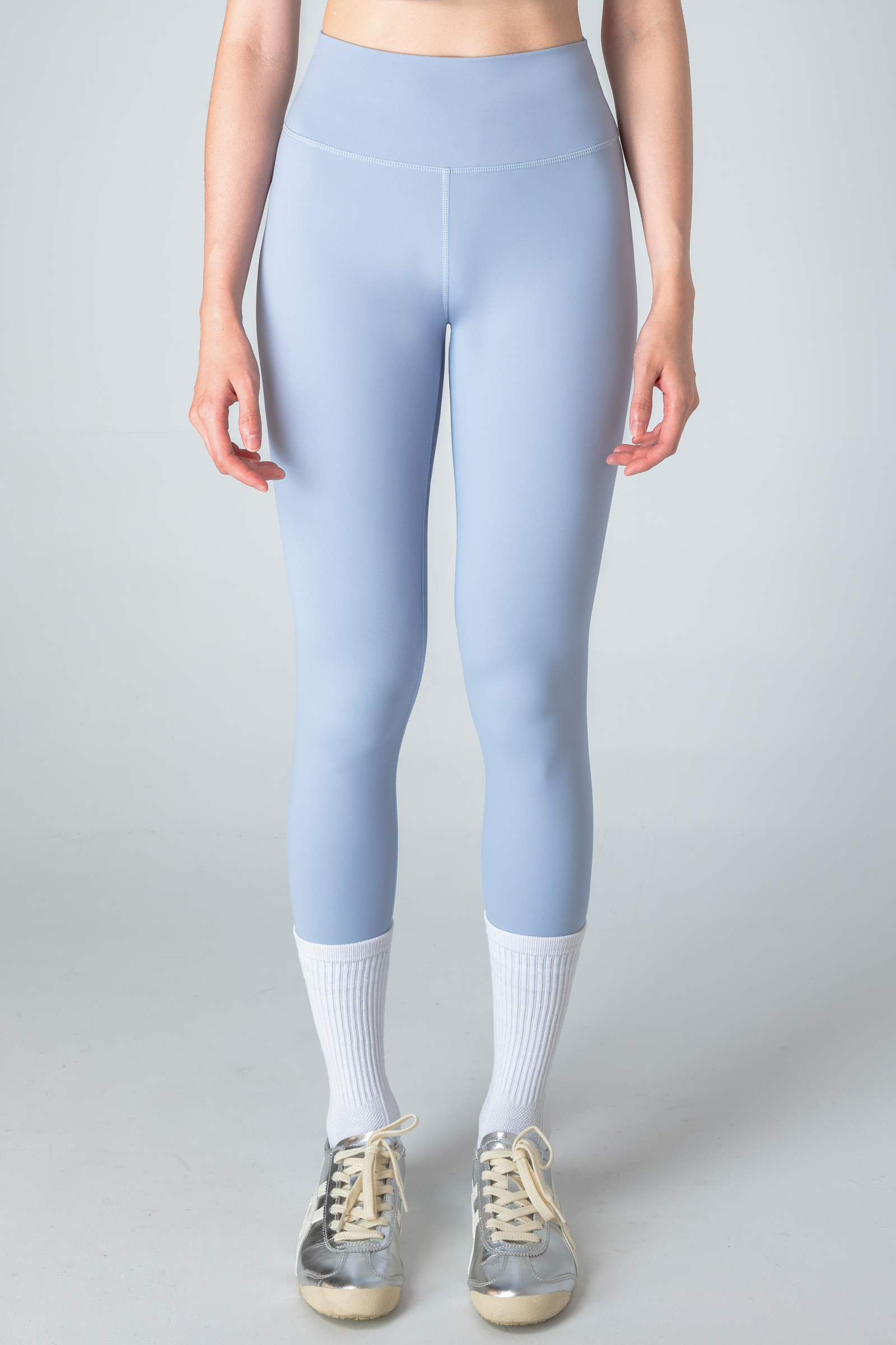 彈性合身長褲－冰藍