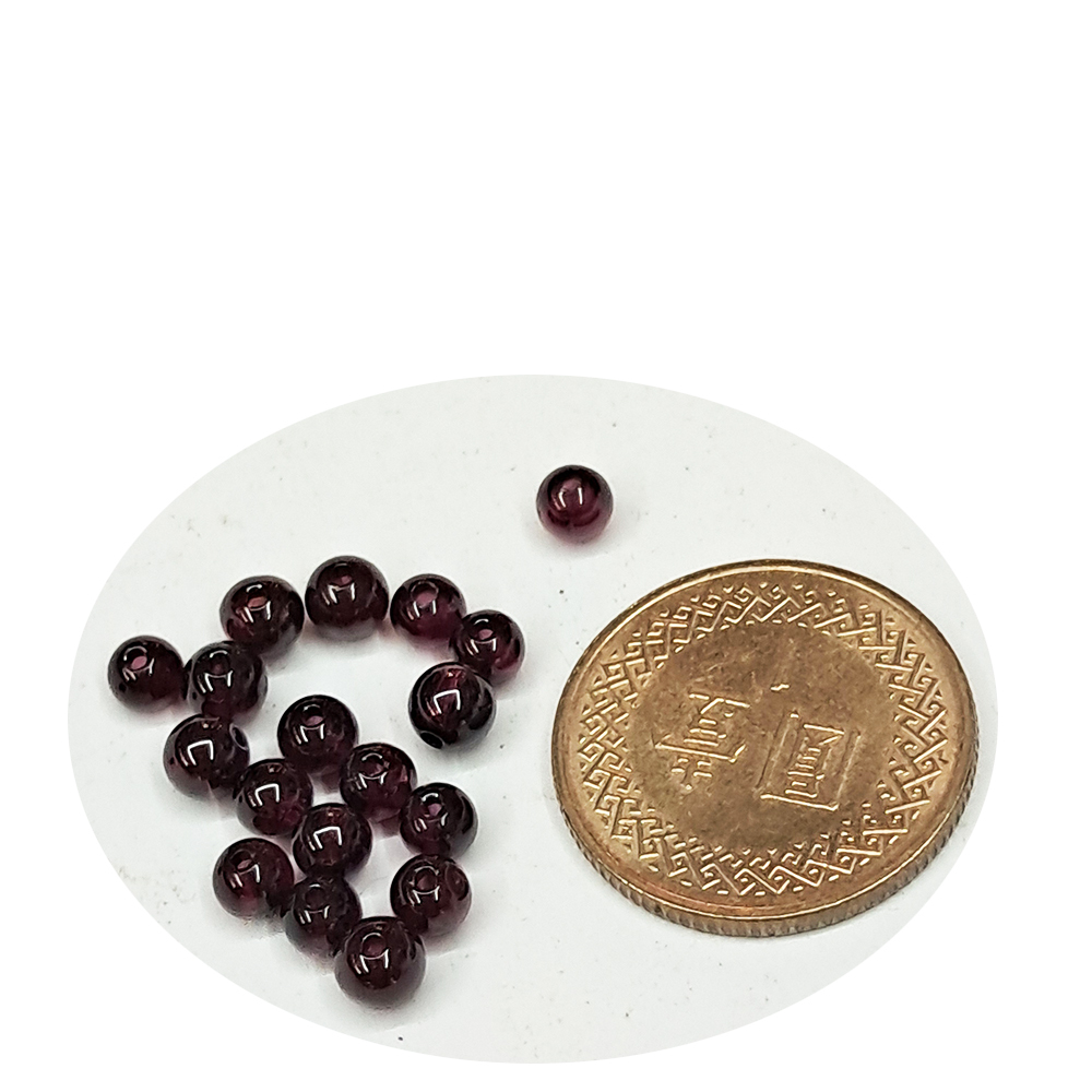 石榴石圓珠4mm配件2個【十方】154688
