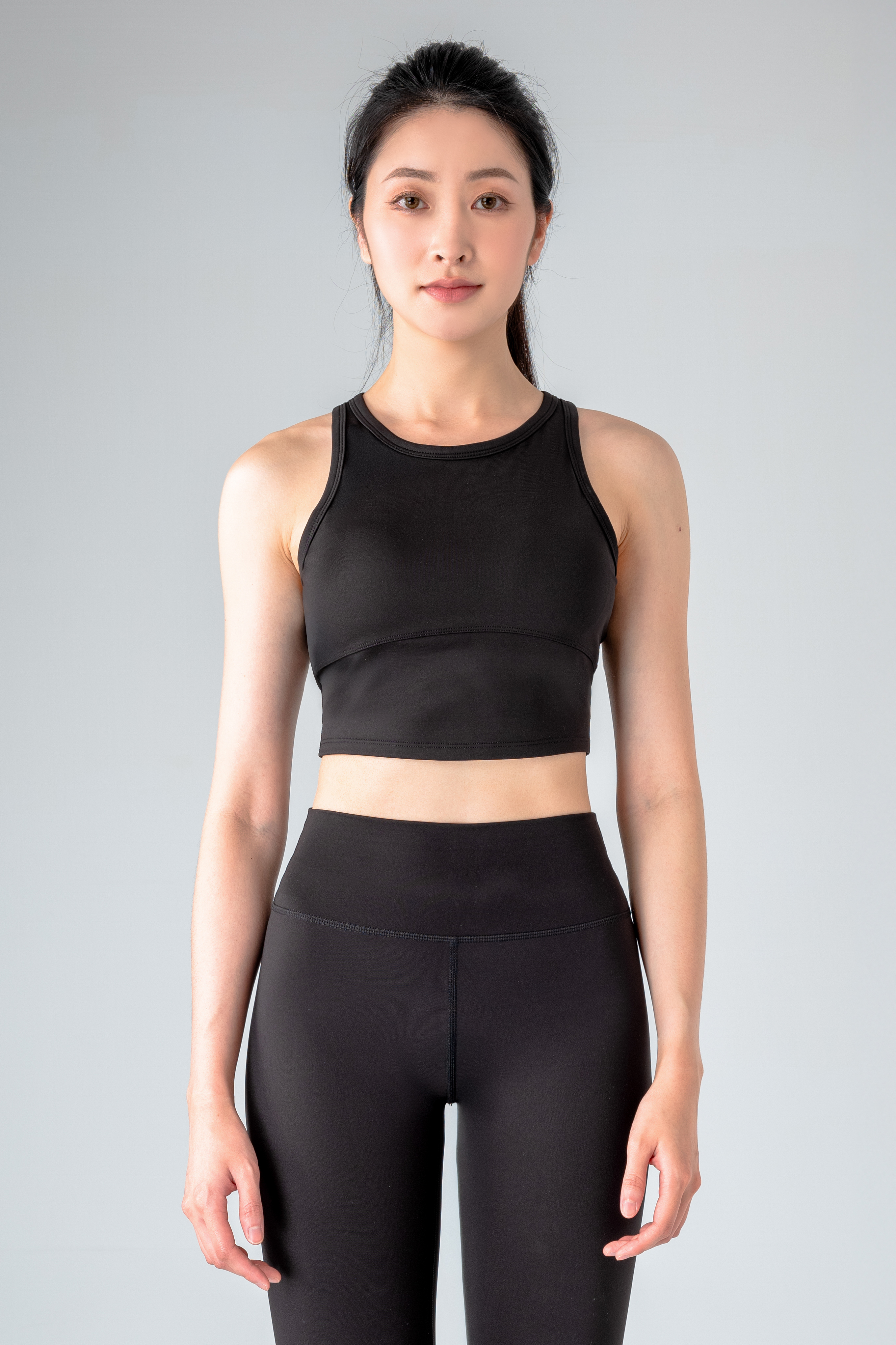 美背削肩運動背心－黑