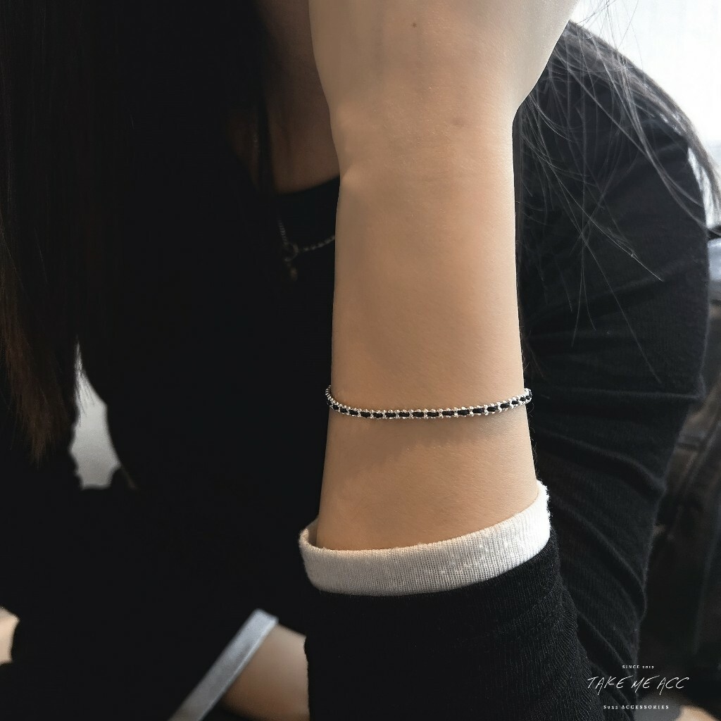 手工黑色手繩｜純銀手鍊