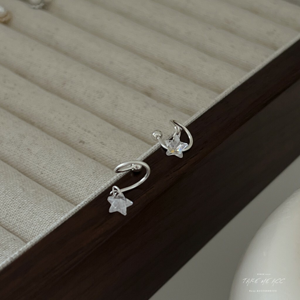 線條星星｜全純銀耳環