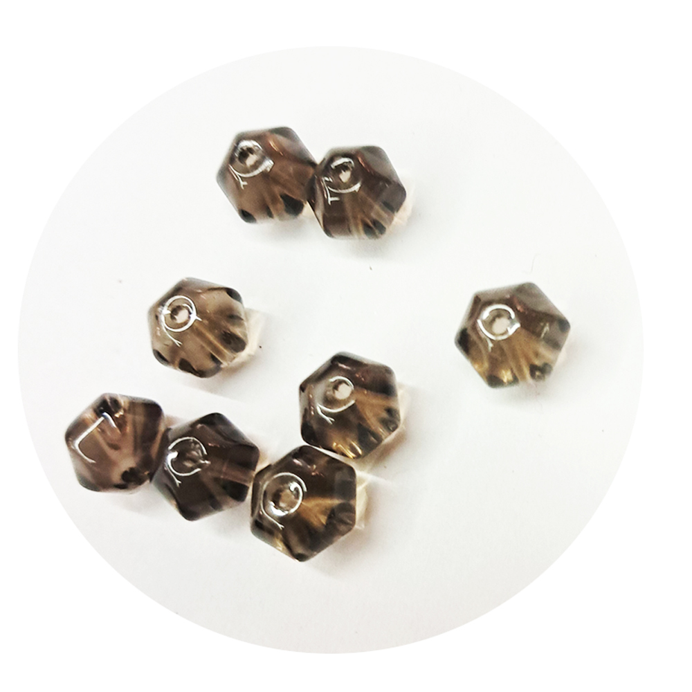 六角珠{茶晶}配件 2個【十方】154743