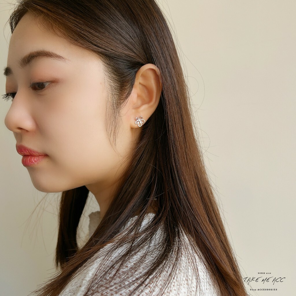 縷空花朵｜全純銀耳環