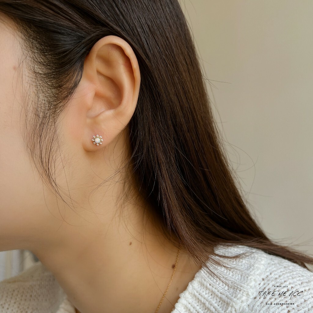 太陽花｜全純銀耳環