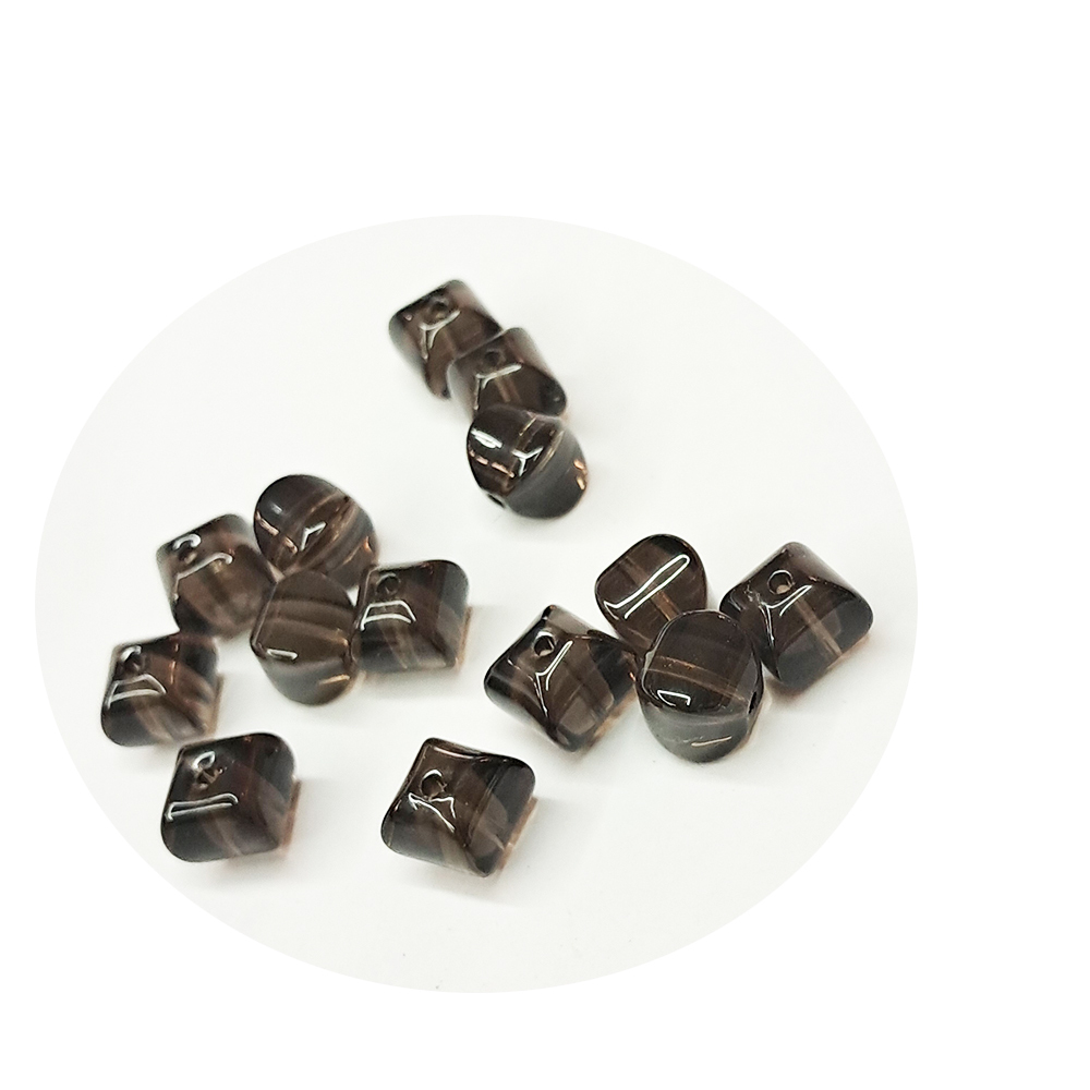 四角珠{茶晶}配件 2個【十方】154742