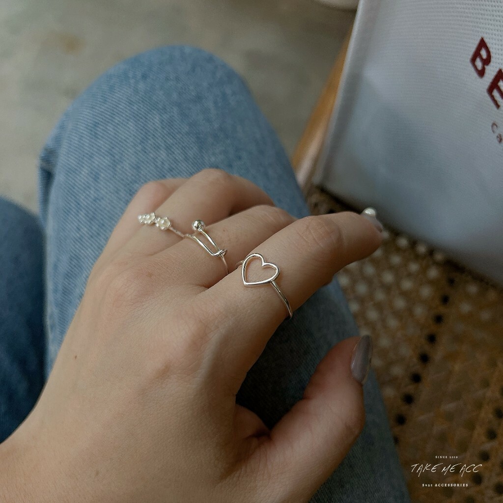 愛心縷空｜純銀戒指
