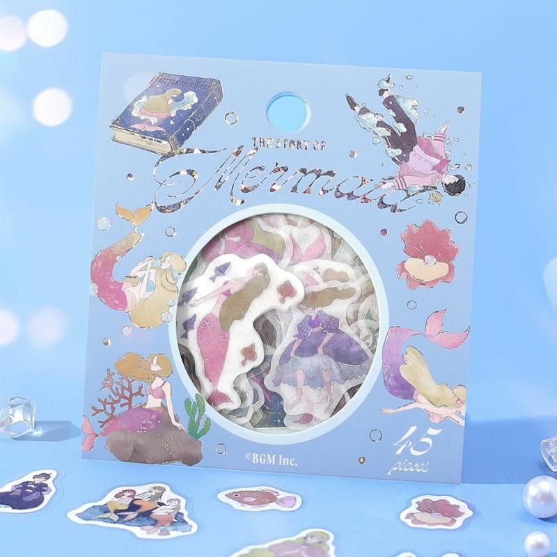 小美人魚 童話系列 45枚 箔押 和紙貼紙包｜日本 BGM