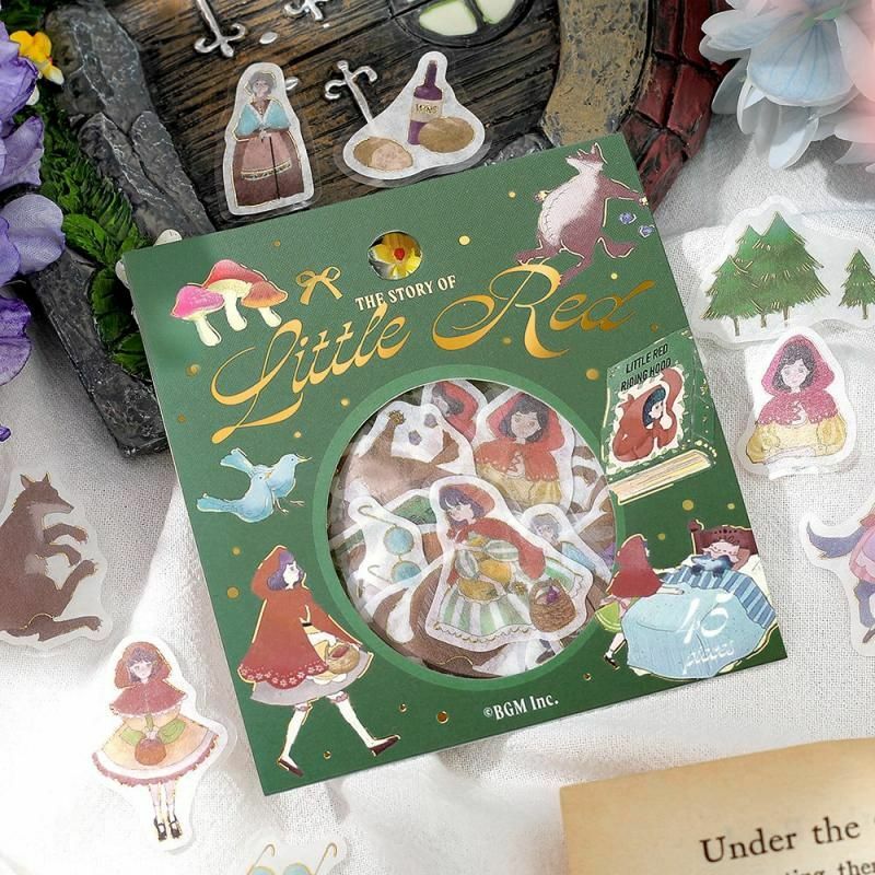 小紅帽 童話系列 45枚 箔押 和紙貼紙包｜日本 BGM