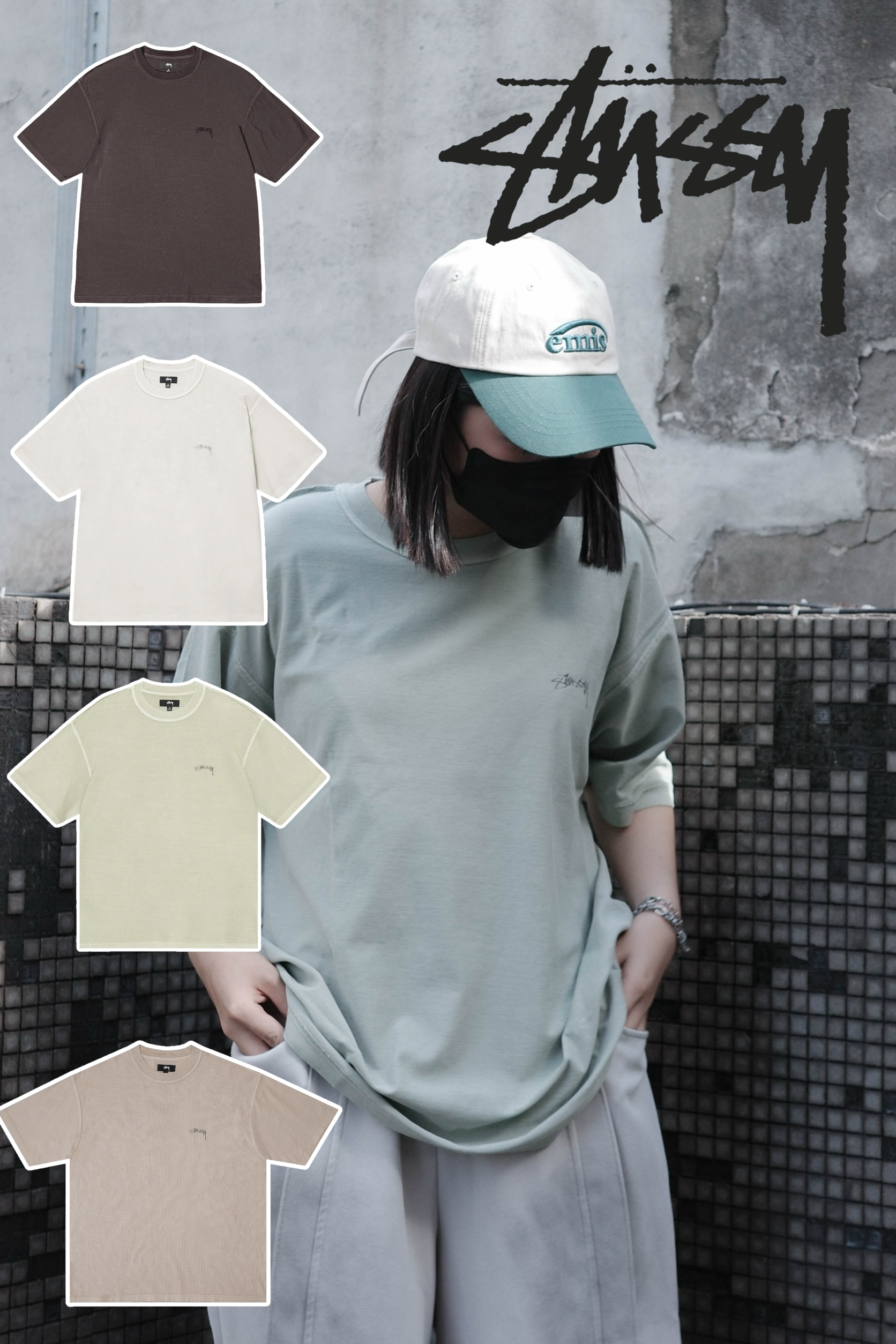 Stussy pig dyed inside out crew lazy T 復古 反車縫 反車線 基本logo 短t 1140283