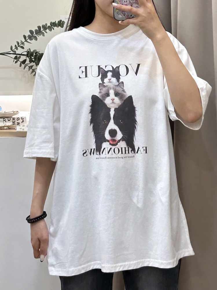 超Q貓狗長版T