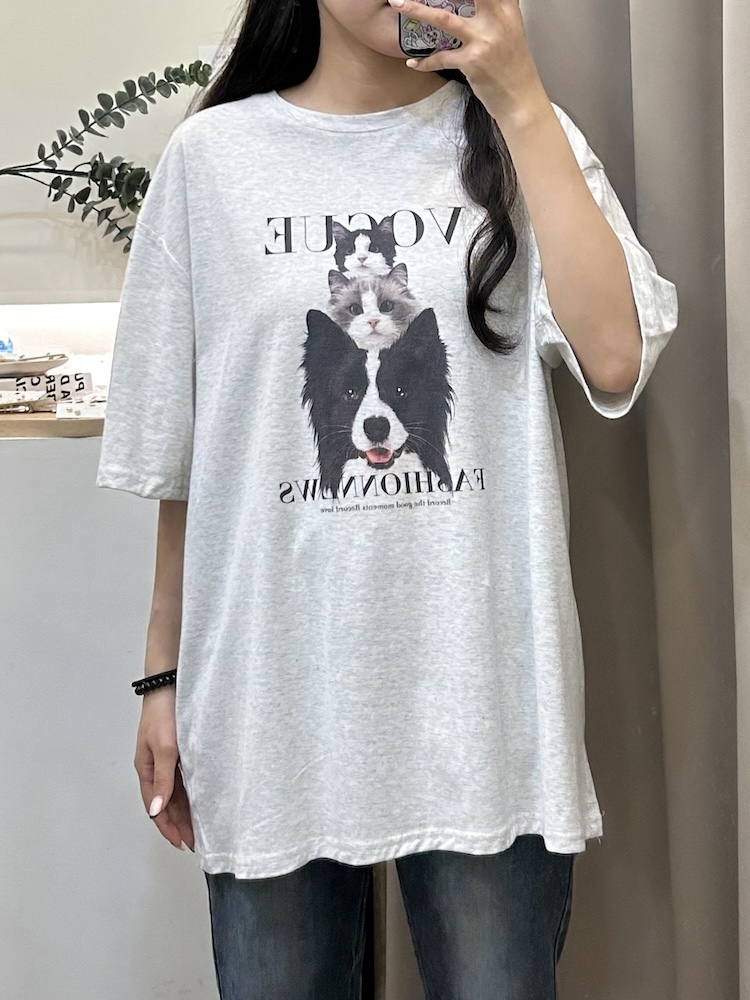 超Q貓狗長版T