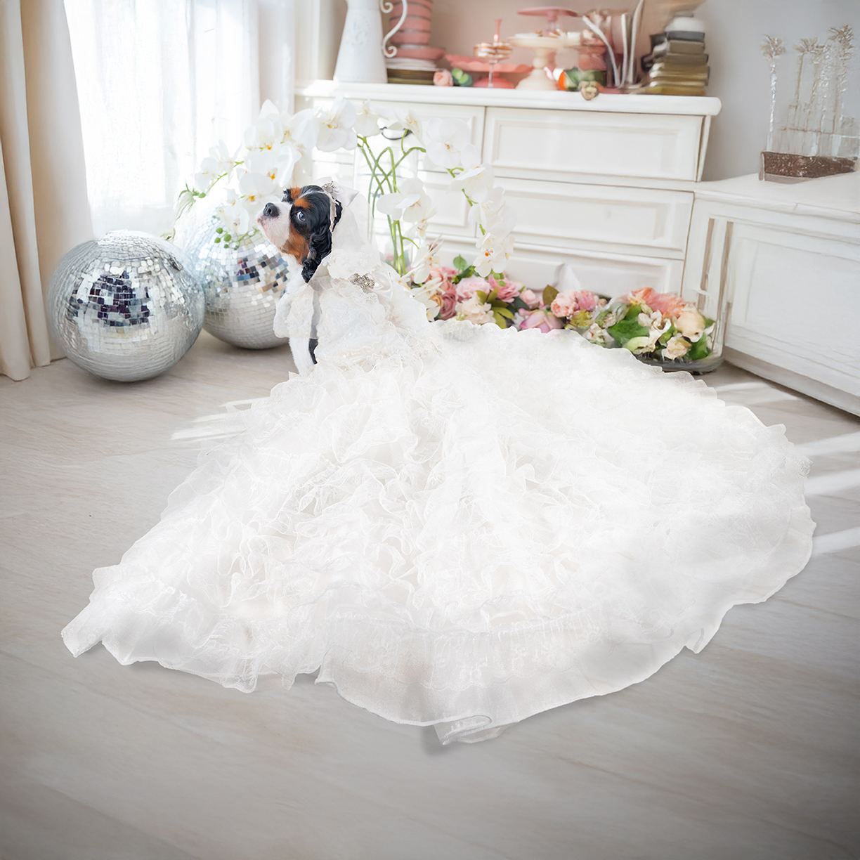 Royal Ruffle Long Bridal Gown
