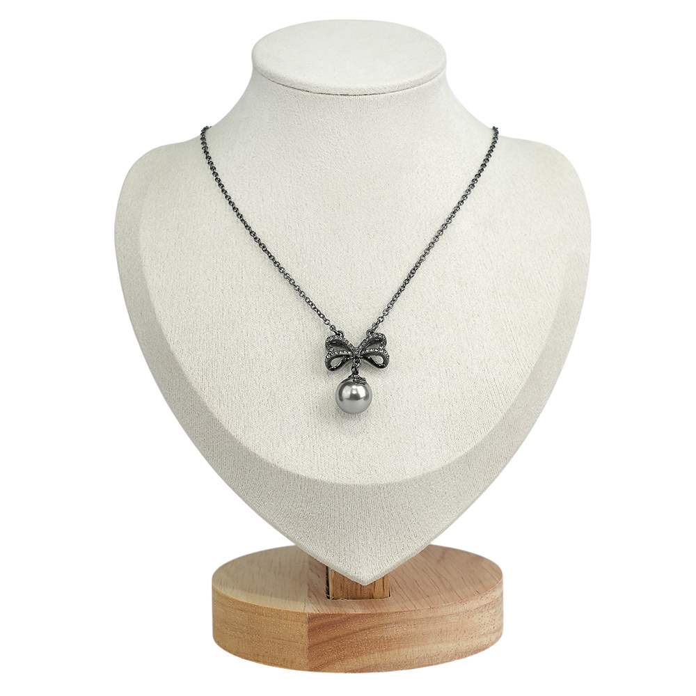 【COACH】C Logo 玻璃珍珠針式耳環+玻璃珍珠蝴蝶結項鍊飾品禮盒(赤鐵色)