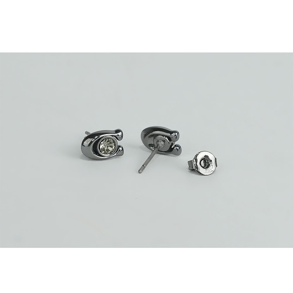 【COACH】C Logo 玻璃珍珠針式耳環+玻璃珍珠蝴蝶結項鍊飾品禮盒(赤鐵色)CY111 XGI