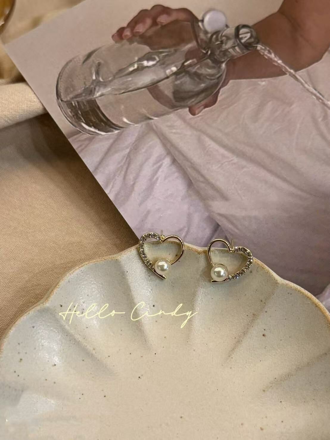 N04038 現貨-正韓真愛珍珠水鑽耳環（耳針）