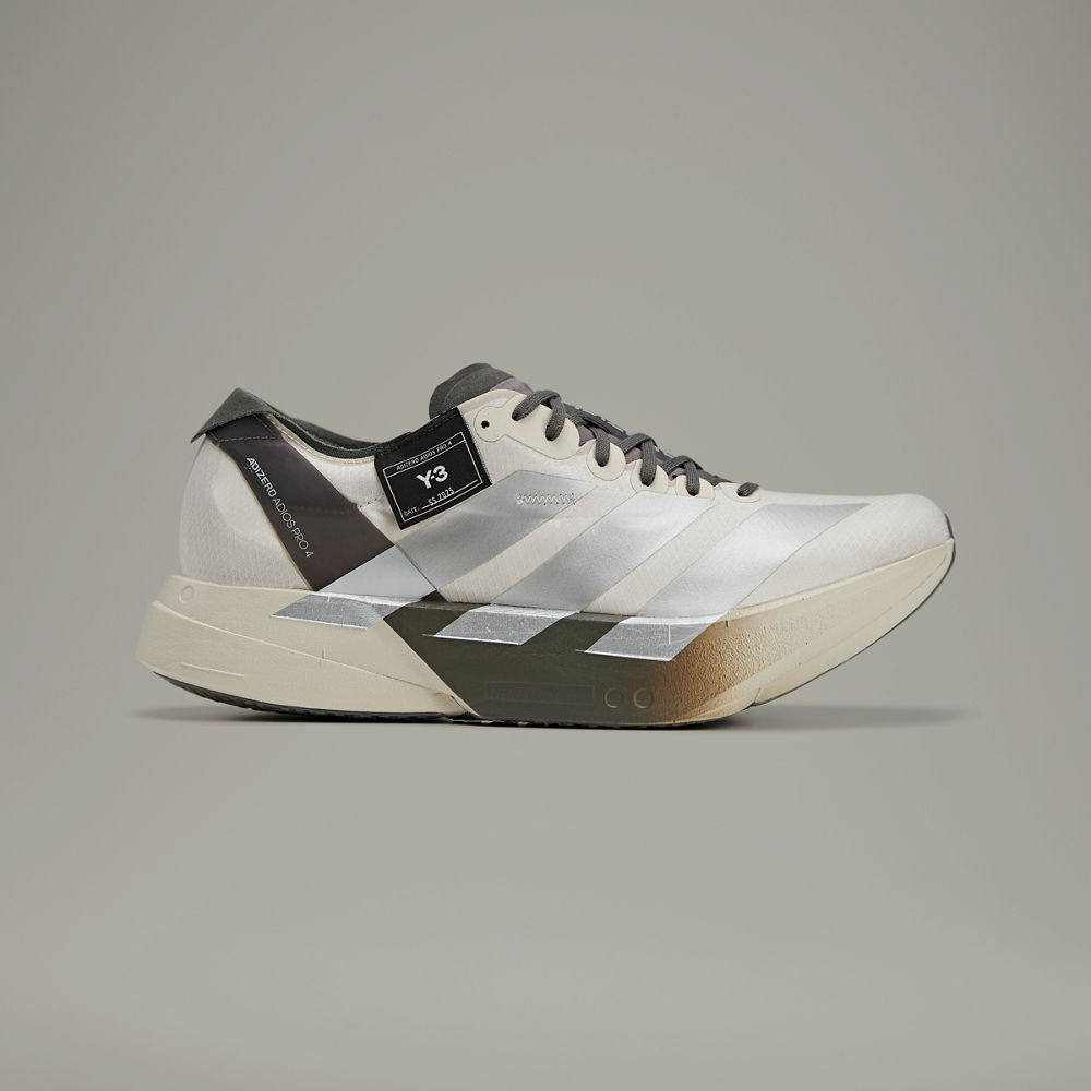 【 Y-3 ADIOS PRO 4 M 頂級跑鞋 - 米灰白 】
