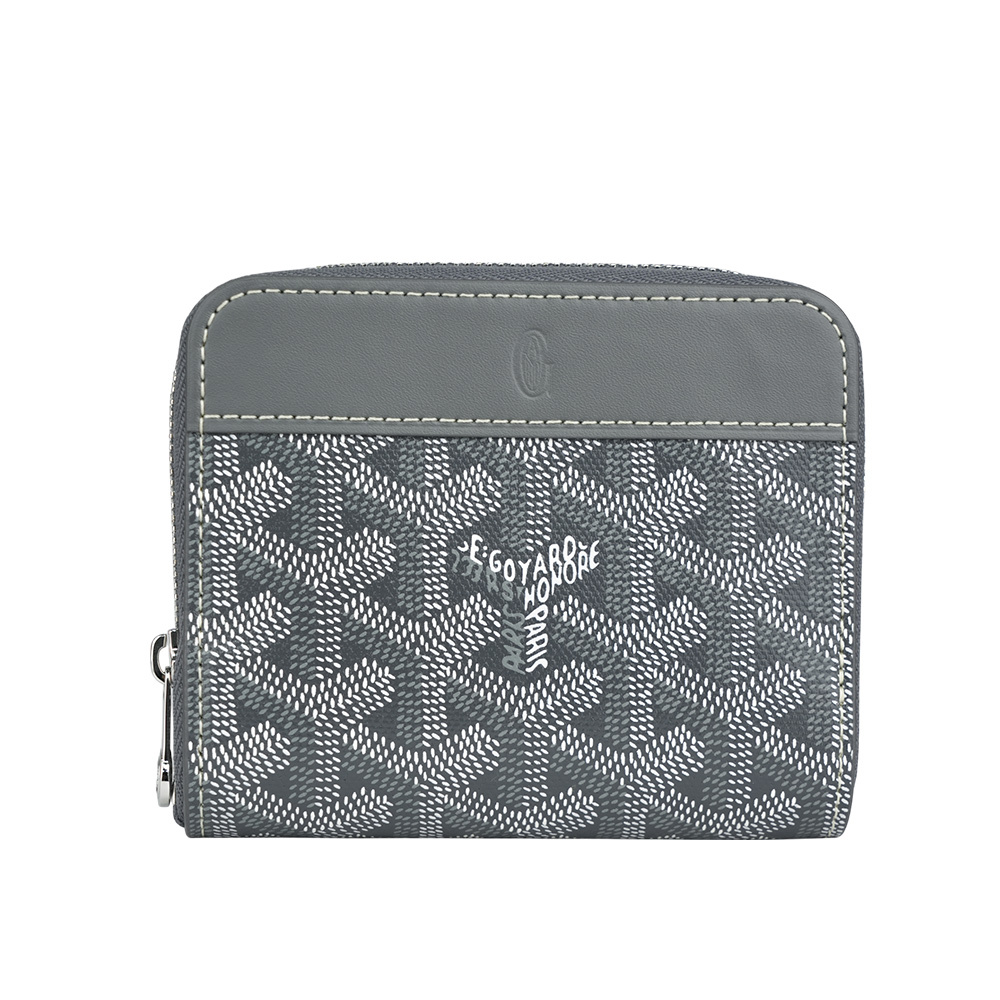 【GOYARD】MATIGNON  牛皮拼帆布ㄇ型拉鍊短夾