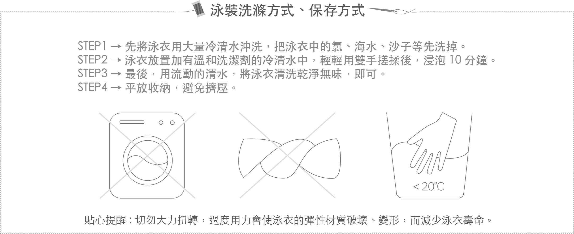 泳衣曬法示意圖