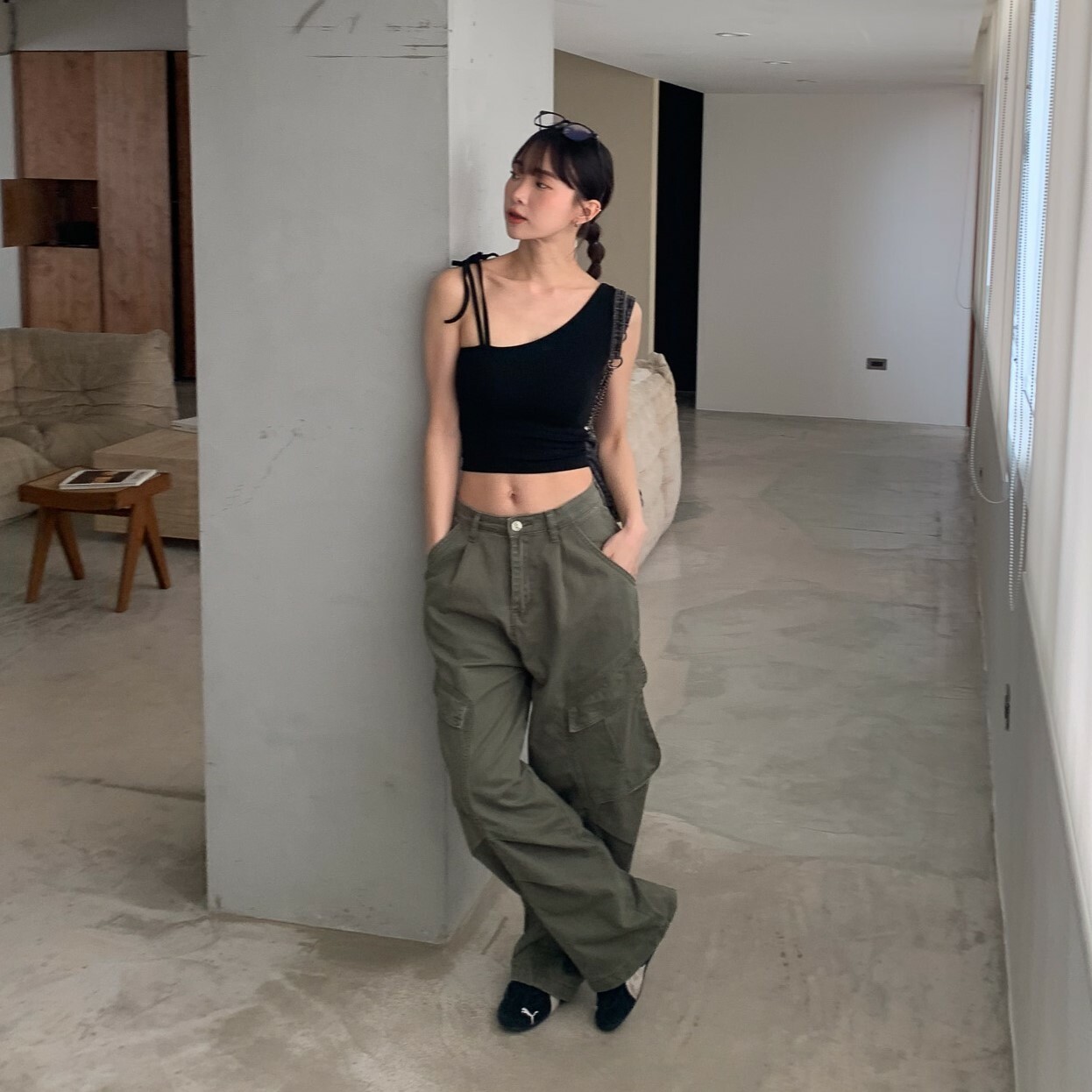 ISA_收! 梨型牛仔 超酷辣厚磅水洗工裝褲_41164