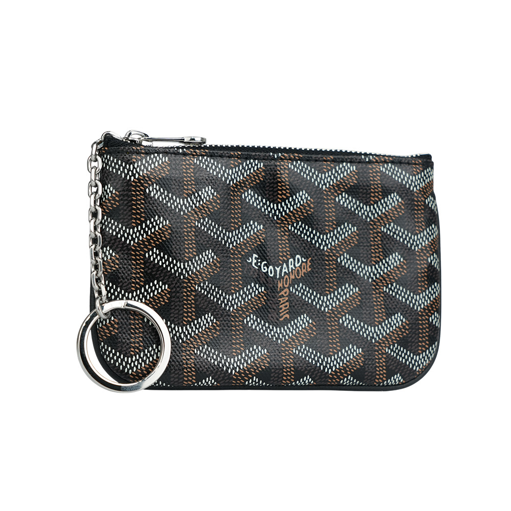 【GOYARD】Senat 塗層帆布及小牛皮拉鍊鑰匙包(Nano)