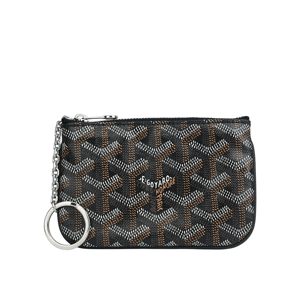 【GOYARD】Senat 塗層帆布及小牛皮拉鍊鑰匙包(Nano)
